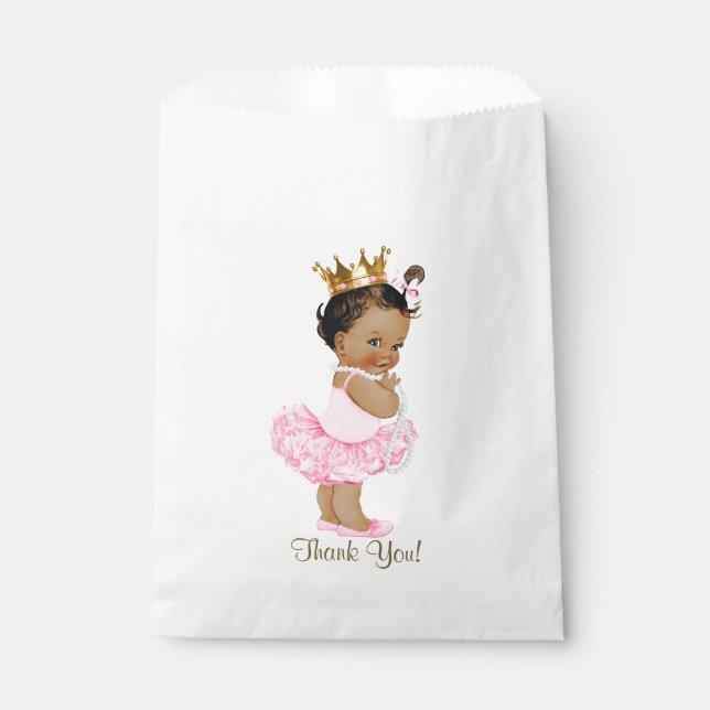 Ethnic Princess Tutu Ballerina Pearls Baby Shower Favor Bag (Front)