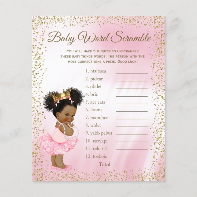 Ethnic Princess Tutu Girl Baby Shower Games (Front)