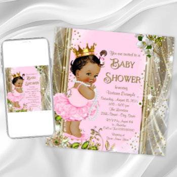 Ethnic Princess Tutu Pink Gold Baby Shower Invitation by The_Vintage_Boutique at Zazzle