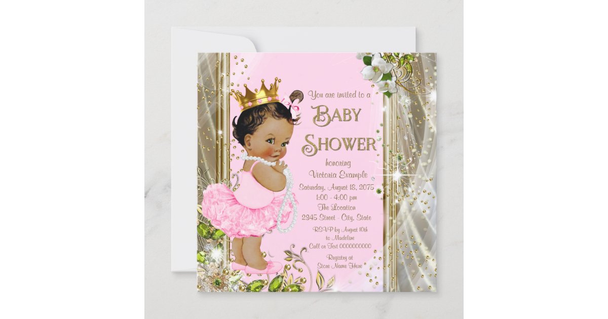 Ethnic Princess Tutu Pink Gold Baby Shower Invitation | Zazzle