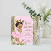 Ethnic Princess Tutu Pink Gold Baby Shower Invitation (Standing Front)