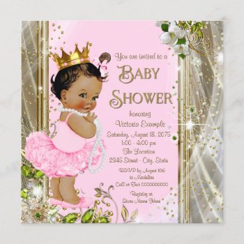 Ethnic Princess Tutu Pink Gold Baby Shower Invitation by The_Vintage_Boutique at Zazzle