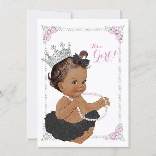 Ethnic Princess Tutu Pink Pearl Girl Baby Shower Invitation