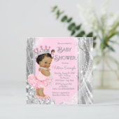 Ethnic Princess Tutu Pink Silver Baby Shower Invitation (Standing Front)