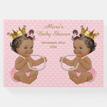 Ethnic Princess Twins Pink Baby Shower Guest Book by GroovyGraphics at Zazzle