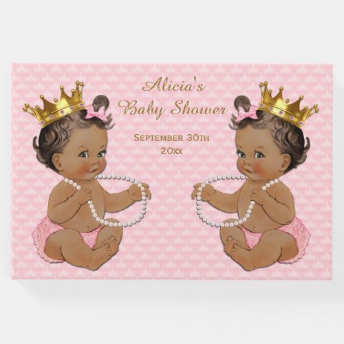 Ethnic Princess Twins Pink Baby Shower Guest Book