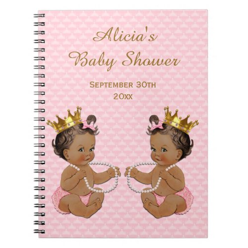 Ethnic Princess Twins Pink Quilted Guestbook Notebook