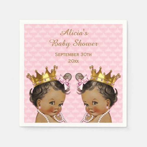 Ethnic Princess Twins Quilted Baby Shower Paper Napkins