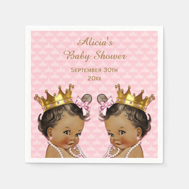 Ethnic Princess Twins Quilted Baby Shower Paper Napkins (Front)