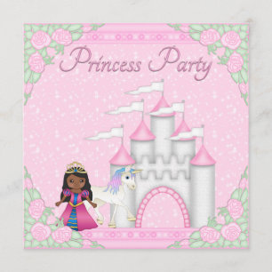 Ethnic Princess, Unicorn & Castle Princess Party Invitation