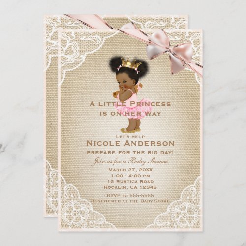 Ethnic Princess Vintage Baby Girl Rustic Shower Invitation