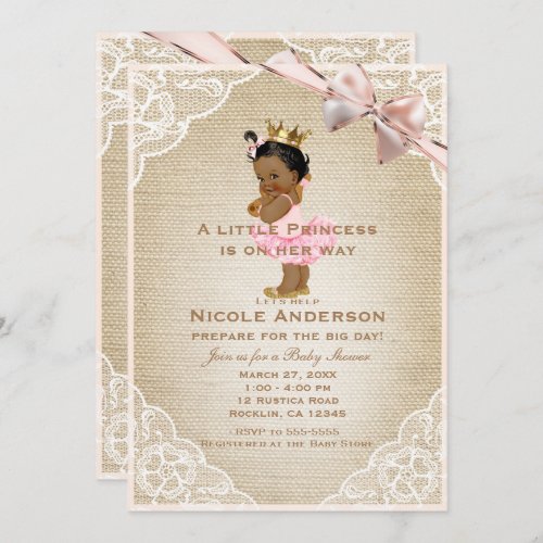 Ethnic Princess Vintage Baby Girl Rustic Shower Invitation