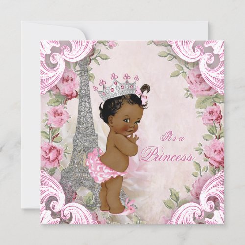 Ethnic Princess Vintage Paris Floral Baby Shower Invitation