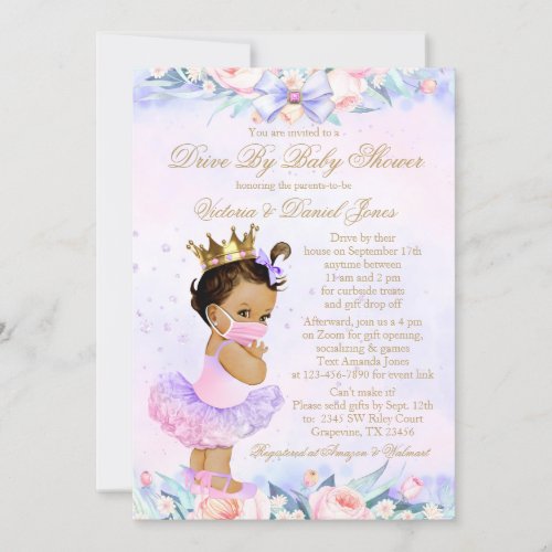 Ethnic Princess With Mask Drive By Baby Shower Invitation