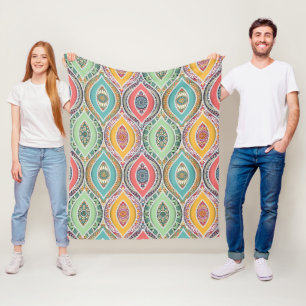 Ethnic print colorful mandala style pattern fleece blanket