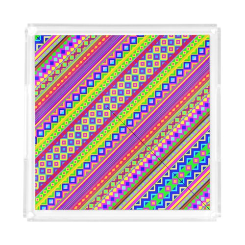 Ethnic Psychedelic Texture Pattern Acrylic Tray