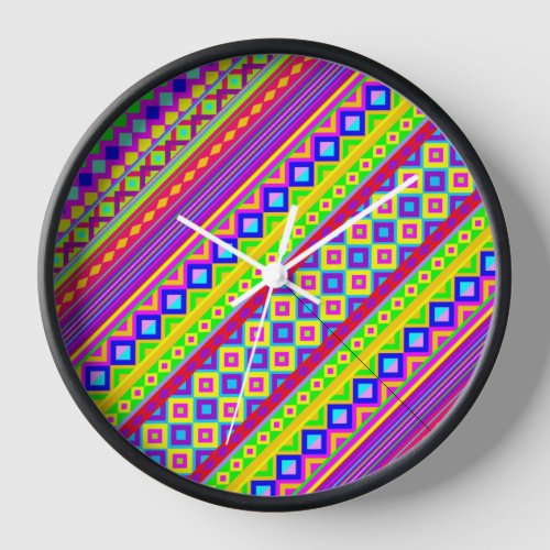 Ethnic Psychedelic Texture Pattern Clock