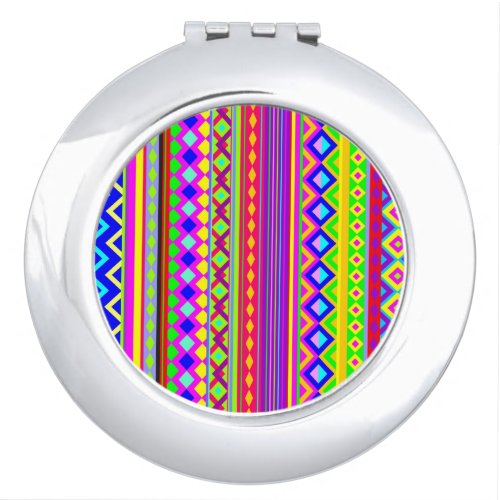 Ethnic Psychedelic Texture Pattern Compact Mirror