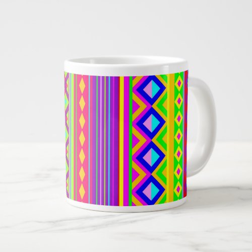 Ethnic Psychedelic Texture Pattern Giant Coffee Mug