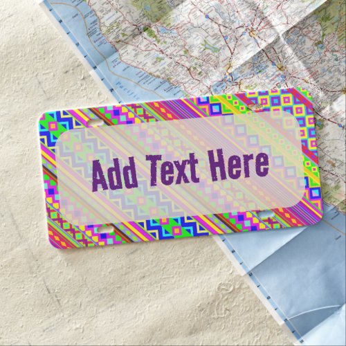 Ethnic Psychedelic Texture Pattern License Plate