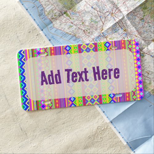 Ethnic Psychedelic Texture Pattern License Plate