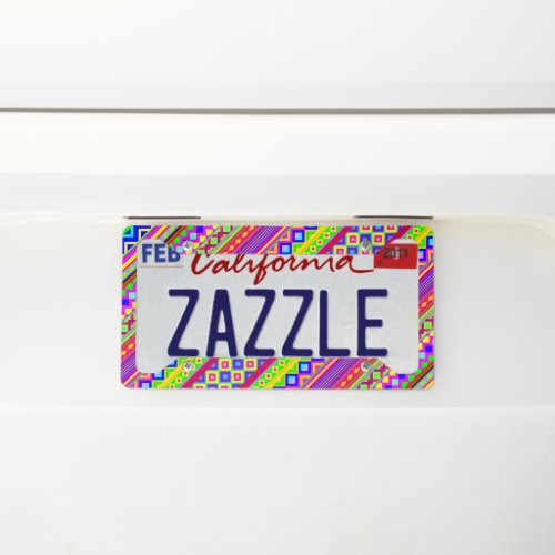 Ethnic Psychedelic Texture Pattern License Plate Frame
