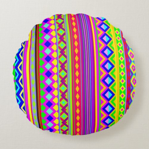 Ethnic Psychedelic Texture Pattern Round Pillow