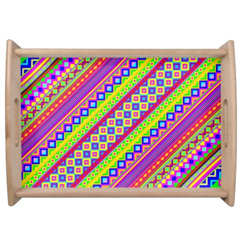 Ethnic Psychedelic Texture Pattern Serving Tray