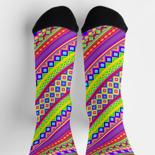 Ethnic Psychedelic Texture Pattern Socks