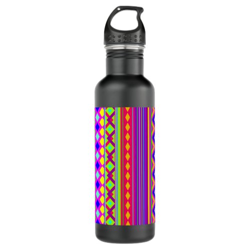 Ethnic Psychedelic Texture Pattern Stainless Steel Water Bottle