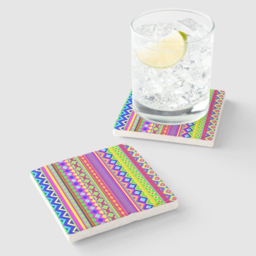 Ethnic Psychedelic Texture Pattern Stone Coaster