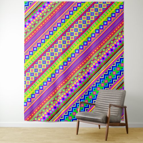 Ethnic Psychedelic Texture Pattern Tapestry