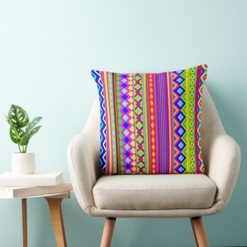 Ethnic Psychedelic Texture Pattern Throw Pillow