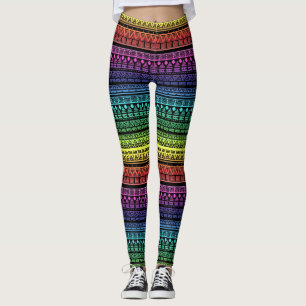 Ethnic, rainbow ornament leggings