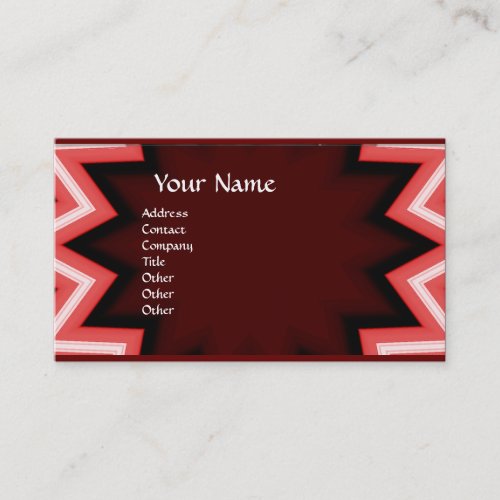 ETHNIC Red Burgundy White Abstract Geometric Business Card