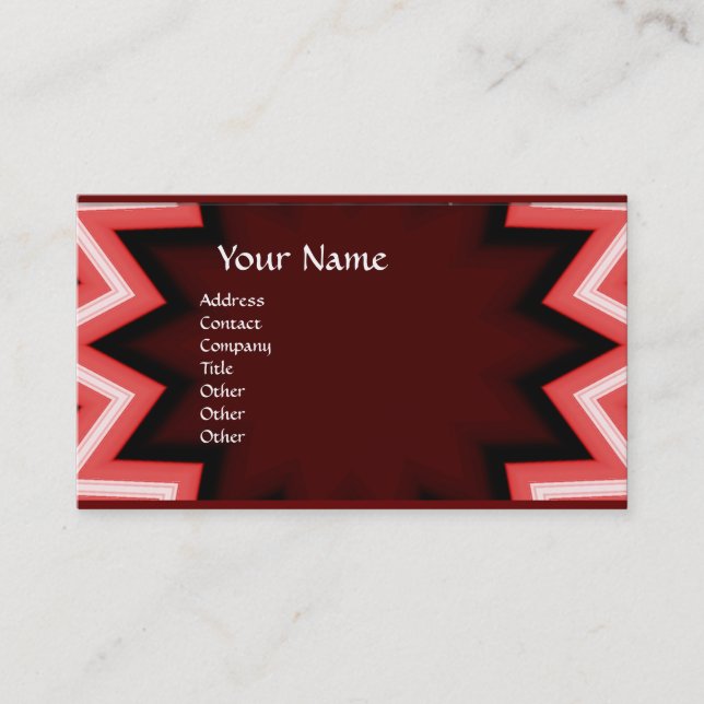 ETHNIC Red Burgundy White Abstract Geometric Business Card (Front)