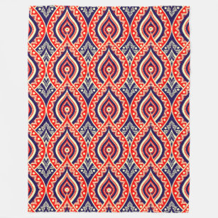 Ethnic red-gold color Indian flower pattern Fleece Blanket