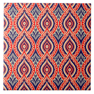 Ethnic red-gold color Indian flower style pattern Ceramic Tile