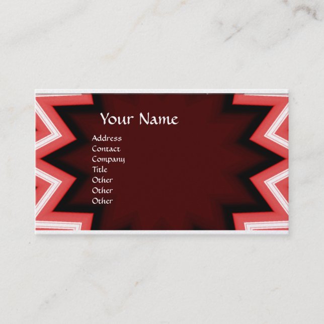 ETHNIC /RED WHITE GEOMETRIC ABSTRACT White Pearl Business Card (Front)