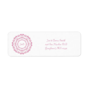 Ethnic retro floral pink Mandala Label