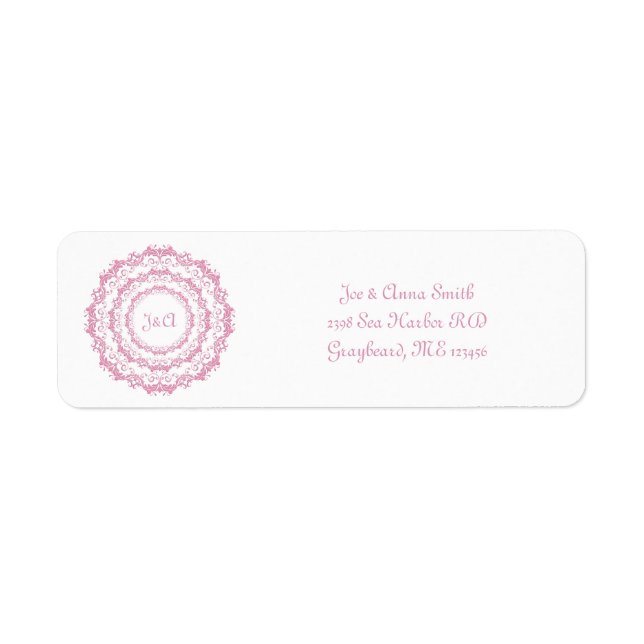 Ethnic retro floral pink Mandala Label (Front)