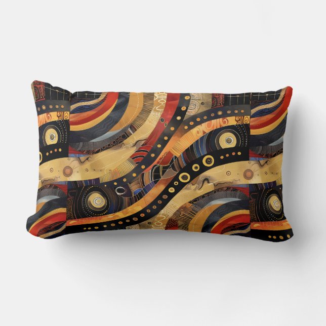 Ethnic Rhythm in Patterns Lumbar Pillow (Front)