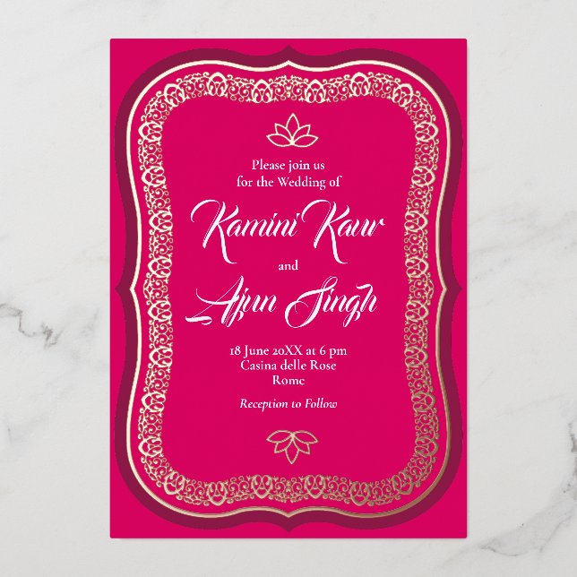 Ethnic Rich Decor Foil Invitation (Front)