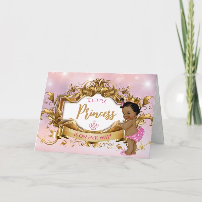 Ethnic Royal Princess Pink & Gold Elegant Card (Front)