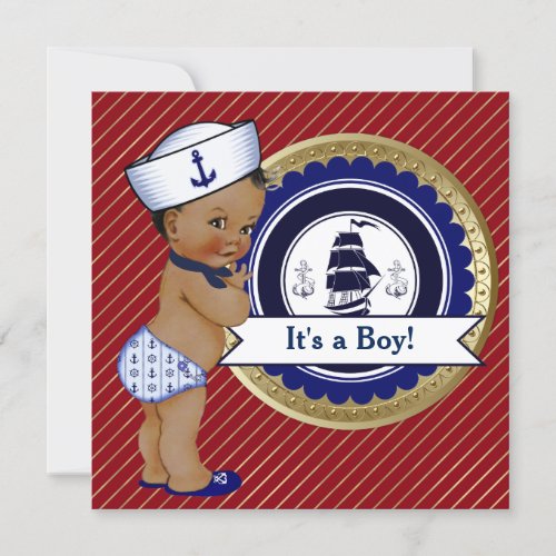 Ethnic Sailor Boy Nautical Baby Shower Invitation