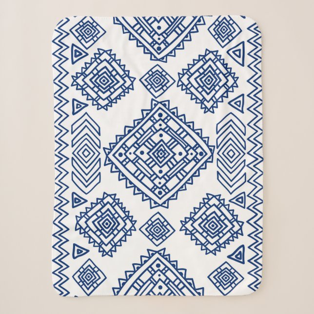 Ethnic seamless geometric pattern sherpa blanket (Front)