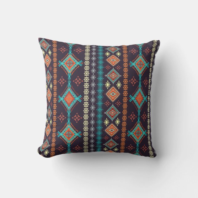 Ethnic seamless pattern throw pillow (Front)