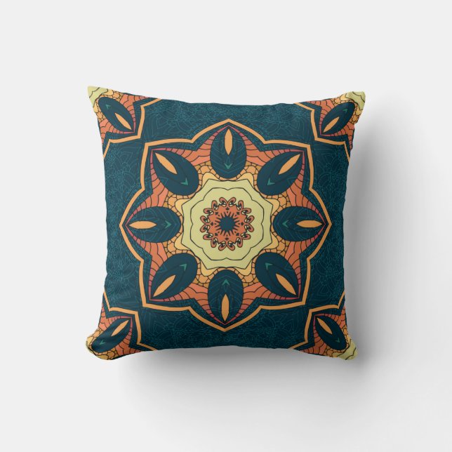 Ethnic seamless pattern with mandala. illustration throw pillow (Front)