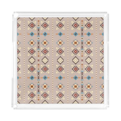 Ethnic seamless tribal pattern acrylic tray