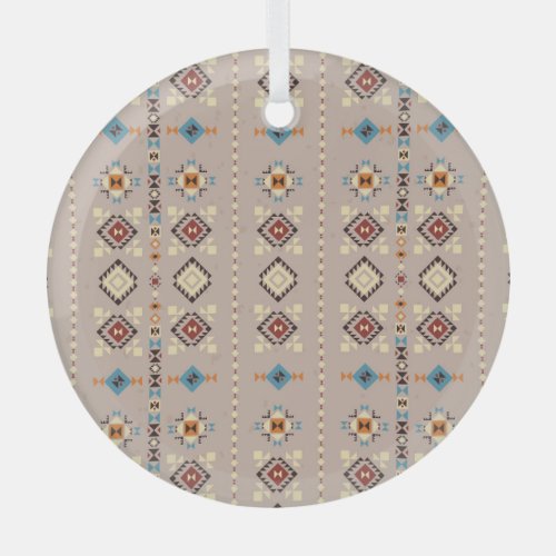 Ethnic seamless tribal pattern glass ornament